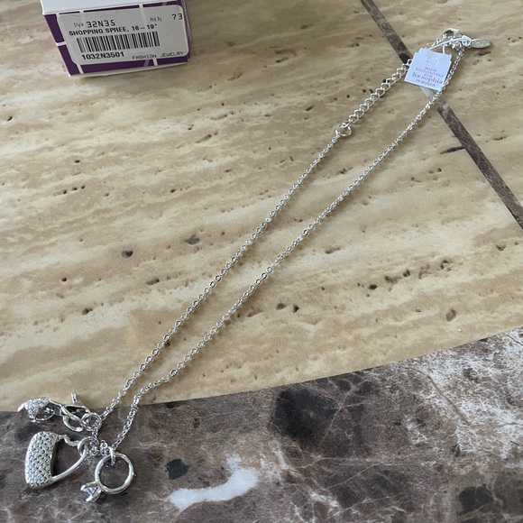 Lia Sophia Shopping Spree Silver Metal Necklace NWT Adjustable 16 - 19 in long - Picture 7 of 13